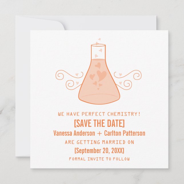 Convites Orange Sweet Chemistry Save the Date Invite (Frente)