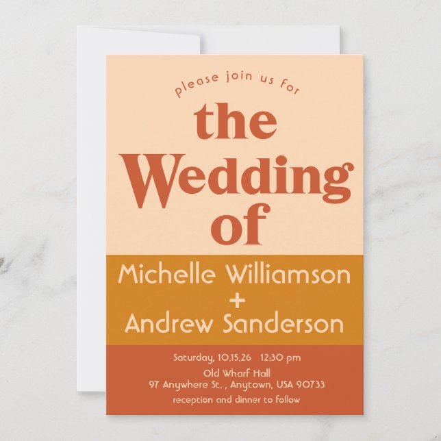 Convites Orange Terracotta Modern Retro 5x7 (Frente)