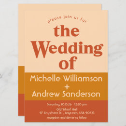 Convites Orange Terracotta Modern Retro 6,5x8,75