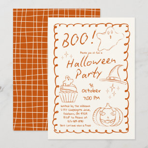 Convites Orange Trendy Hand Drachy Halloween Party