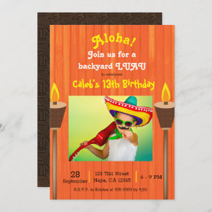 Convites Orange Vintage Retro Summer Party Luau Birthday