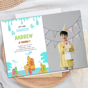 Convites Orange Water Gun Birthday Invents w foto