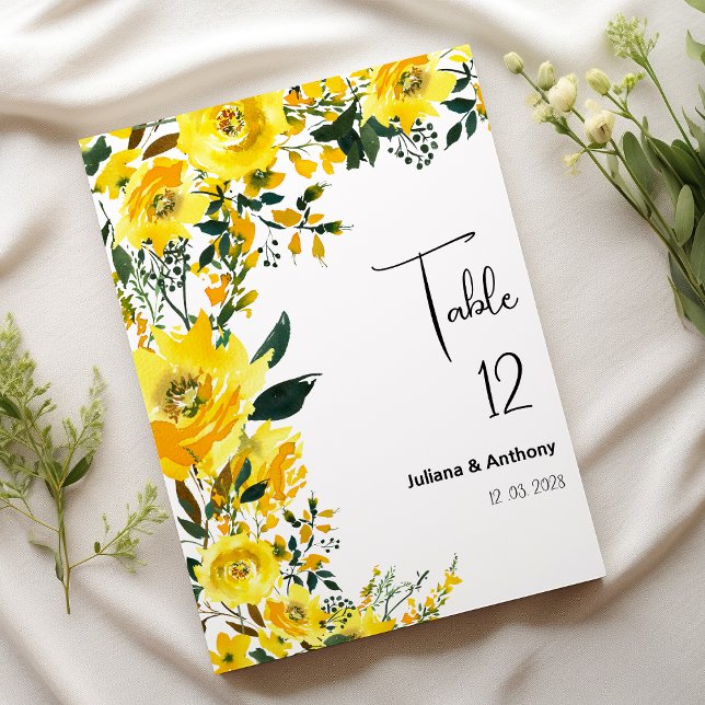 Convites Orange yellow summer botanic floral Table Numbers (Orange yellow summer botanic floral Table Numbers )