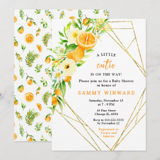 Convites Oranges and Flowers Baby Shower