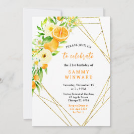 Convites Oranges and Flowers Birthday