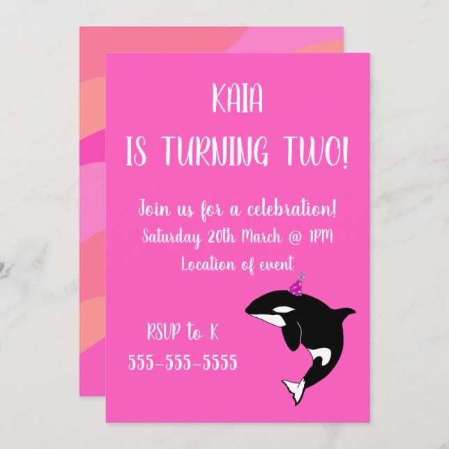 Convites Orca Birthday (Frente/Verso)
