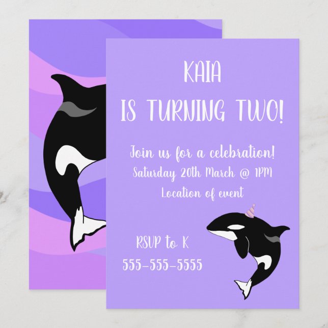 Convites Orca Birthday (Frente/Verso)