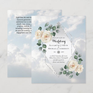 CONVITES ORÇAMENTAIS DE CASAMENTO - Rosas brancas 