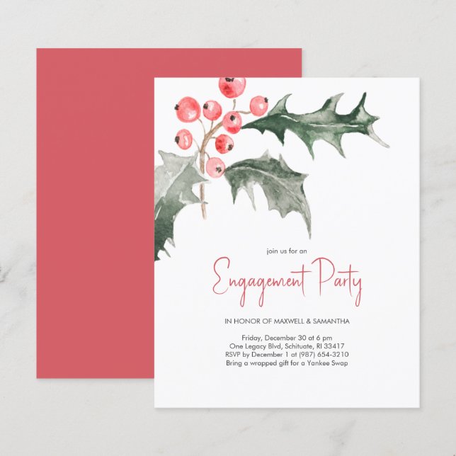 Convites orçamentais para a Festa de noivado de in (Frente/Verso)