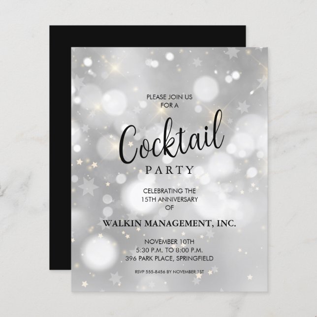 Convites Orçamentários de Aniversário de Negócios (Frente/Verso)