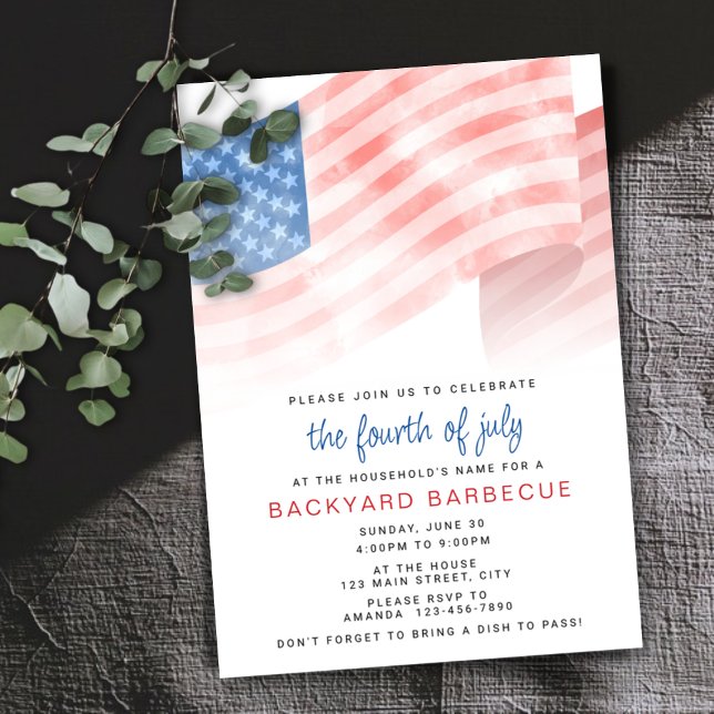 Convites Orçamento Aquarela Bandeira Americana Festa de Jul (Criador carregado)