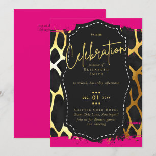 Convites Orçamento Bonito Girly Sweet16 Dourado Impressão