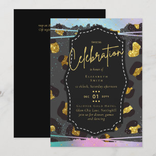 Convites Orçamento Bonito Girly Sweet16 Dourado Impressão