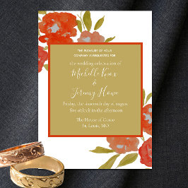 Convites Orçamento Casamento Floral Boêmio Vermelho Laranja