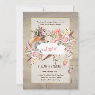 Convites ORÇAMENTO Casamento Floral FOX Boho Floresta Moder
