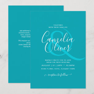 Convites ORÇAMENTO Casamento Monocromático Azul Pavão Azul