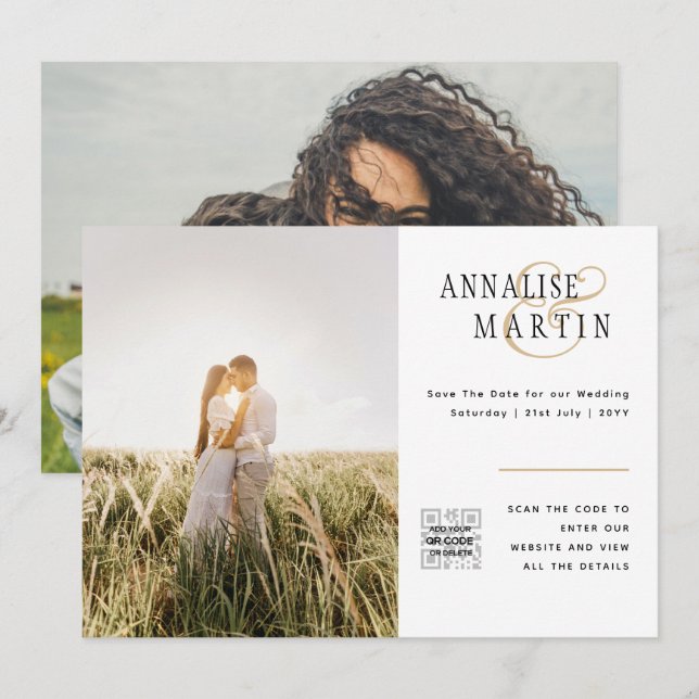 CONVITES ORÇAMENTO CÓDIGO QR CASAMENTO FOTOGRÁFICO SALVE A  (Frente/Verso)