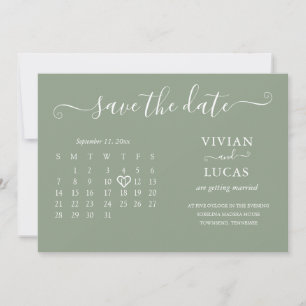 Convites Orçamento de Calendário Verde de Sábio Minimalista