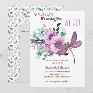 Convites Orçamento de Casamento Floral de Dragonfly-color