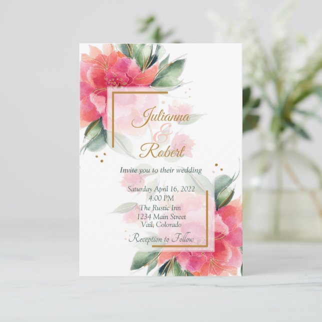 Convites Orçamento de casamento no adorável jardim de rosas (Em pé/Frente)