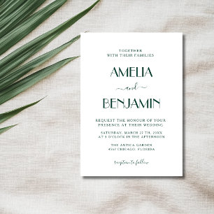 Convites Orçamento de Esmeralda e Branco para Casamento Lim