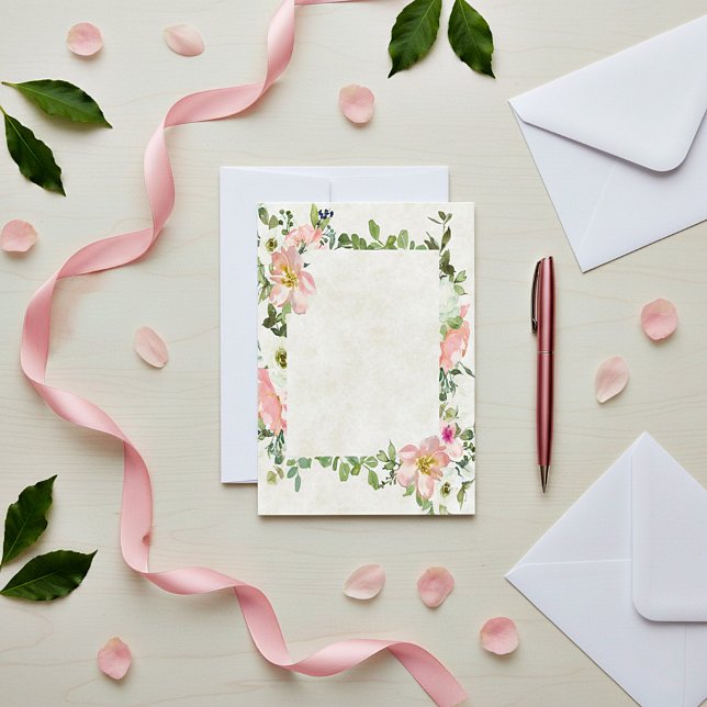 Convites Orçamento em branco belo quadro floral rosa casame (Criador carregado)