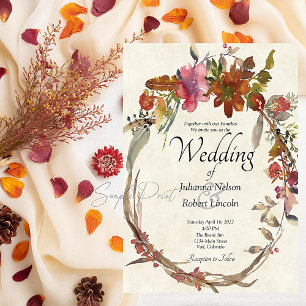 Convites Orçamento em branco Boho floral casamento aquarela