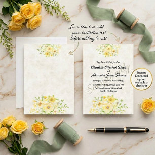 Convites Orçamento em branco Casamento floral aquarela amar