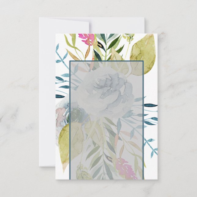 Convites Orçamento em branco Casamento floral aquarela azul (Frente)