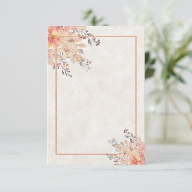 Convites Orçamento em branco Casamento floral aquarela cor  (Em pé/Frente)