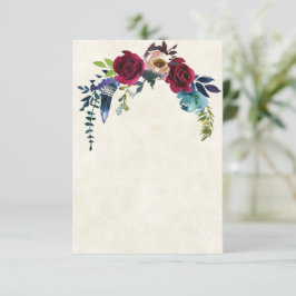 Convites Orçamento em branco casamento floral boho vermelho