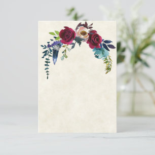 Convites Orçamento em branco Casamento floral boho vermelho
