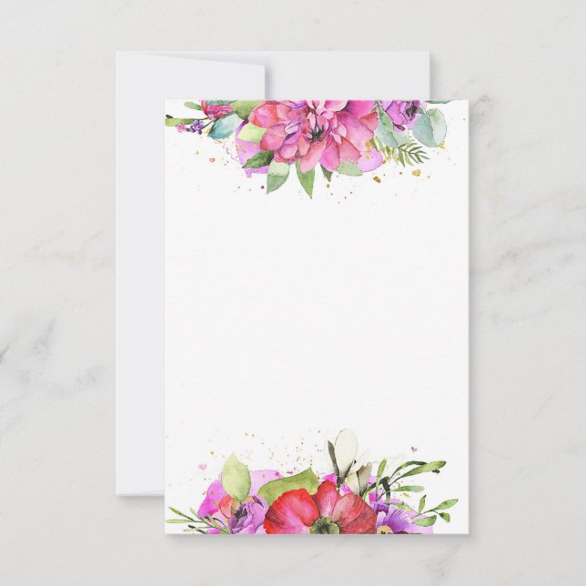 Convites Orçamento em branco Casamento floral de aquarela r (Frente)
