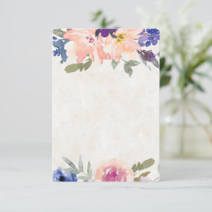 Convites Orçamento em branco casamento floral laranja e azu