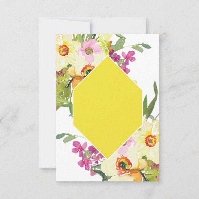 Convites Orçamento em branco Casamento floral rosa e amarel (Frente)