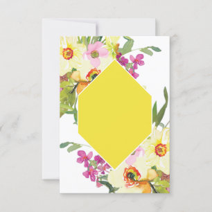 Convites Orçamento em branco Casamento floral rosa e amarel