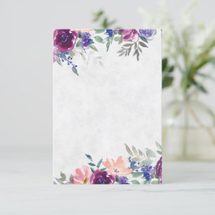 Convites Orçamento em branco Casamento floral roxo e laranj