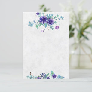 Convites Orçamento em branco floral casamento aquarela roxa