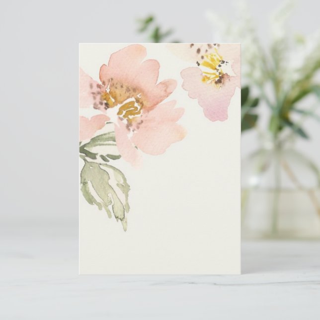 Convites Orçamento em branco  floral de casamento com aquar (Em pé/Frente)