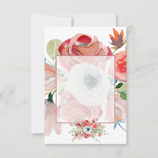 Convites Orçamento em branco floral de casamento rosa e ver (Frente)