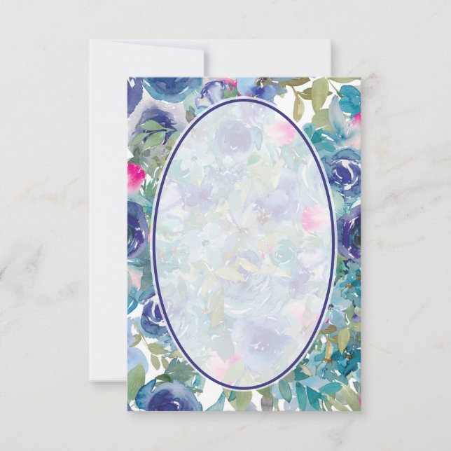 Convites Orçamento em branco Fundo de casamento floral azul (Frente)