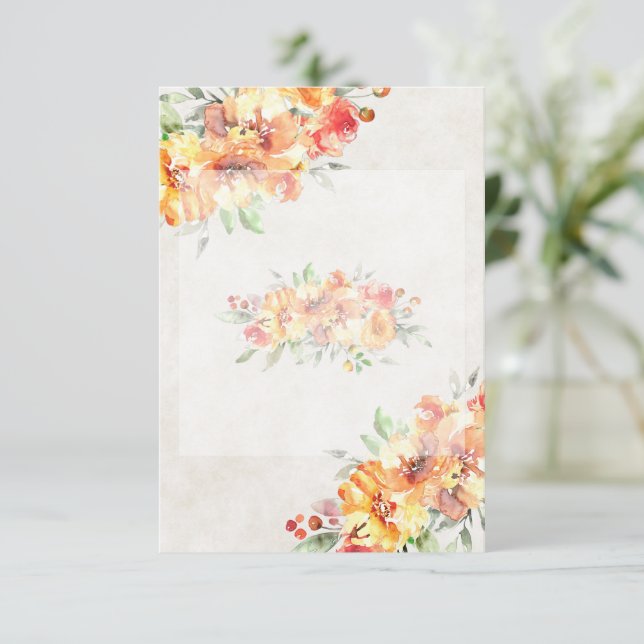Convites Orçamento em branco Ginger floral casamento aquare (Em pé/Frente)