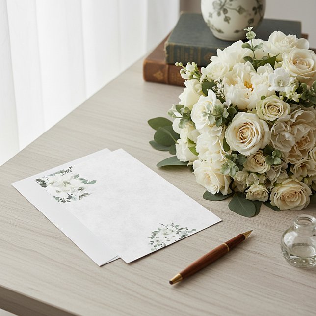 Convites Orçamento em branco Ivory floral casamento aquarel (Criador carregado)