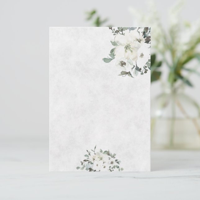 Convites Orçamento em branco Ivory floral casamento aquarel (Em pé/Frente)