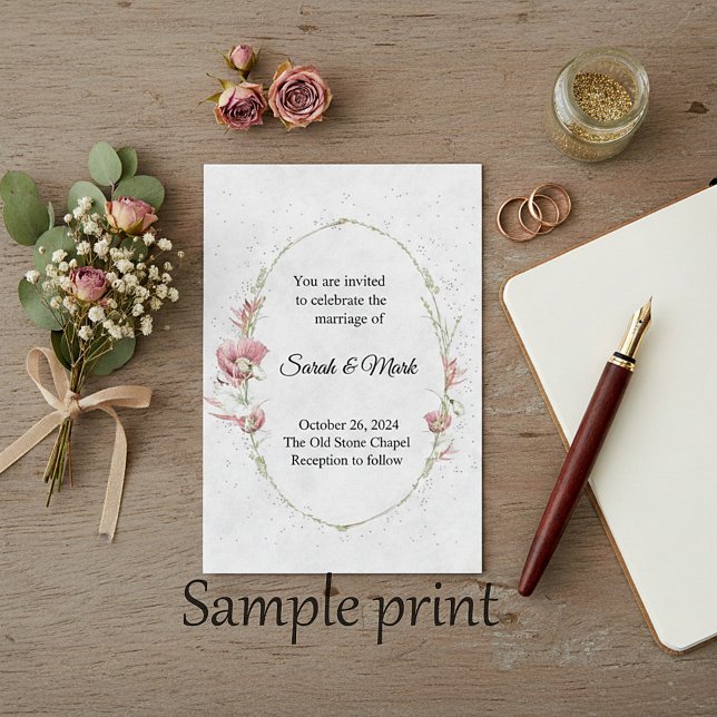 Convites Orçamento em branco papoulas rosa casamento  (Criador carregado)