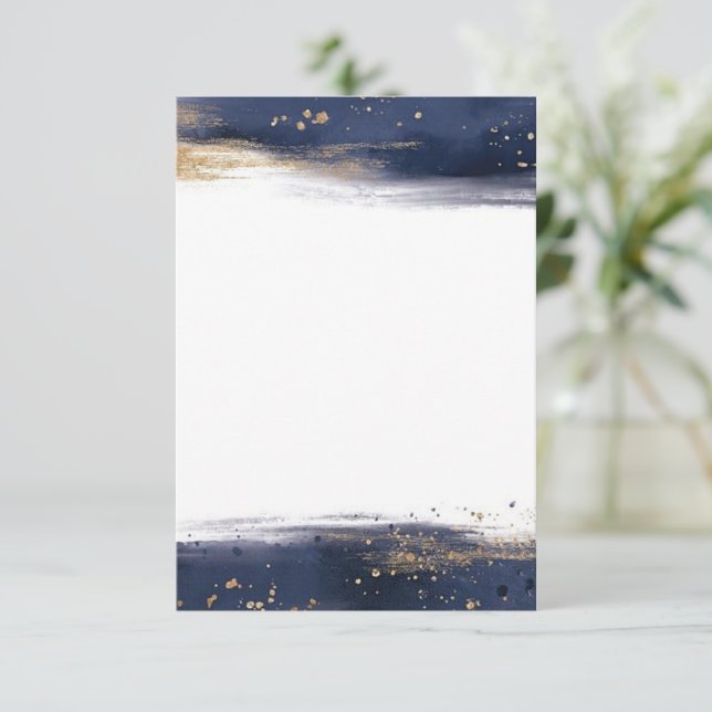 Convites Orçamento em branco pinceladas de casamento em azu (Em pé/Frente)