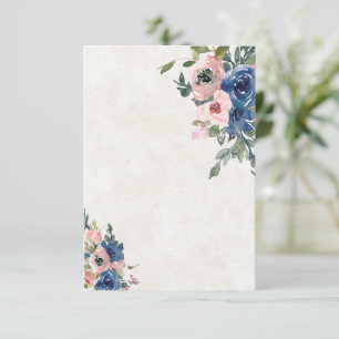 Convites Orçamento em branco Pink e floral azul casamento 