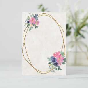 Convites Orçamento em branco Pink e floral casamento azul 
