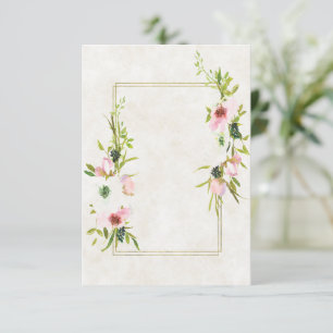 Convites Orçamento em branco Rosa e floral branco casamento