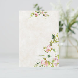Convites Orçamento em branco Rosa e floral branco para casa